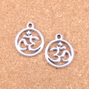 63 sztuk Antique Srebrny Brąz Plated Circle Yoga OM Charms Wisiorek DIY Naszyjnik Bransoletka Bransoletka Ustalenia 18 * 20mm