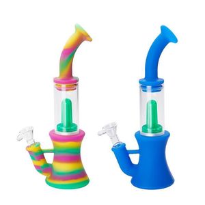 DHL船Bong Beaker Glass Bong Glass Water Bongs Recyclerパーコレーターオイルリグボウル14.4mmシリコン喫煙用吸水管パイプ