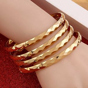 4st etiopiska smycken guldfärg Bangles Dubai Guld smycken Bangles för afrikanska Bangles Armband för kvinnor Gåvor Q0717