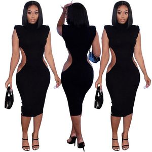 Casual Dresses European And American Women's Summer Fashion Solid Color Ripped Sleeveless Sexy Dress Female Nightclub