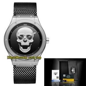 Lige Wieczność LG9876 Sport Męskie Zegarki Szkielet Dial Ruch Kwarcowy Mężczyźni Zegarek Stal Silvery Case Stainless Black Siatki Pasek