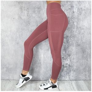 Yogaoutfit Kvinnor Seamless Leggings Fitness Capri Byxor Sport Mesh Hög midja Elastisk med sidofickor Plus Size Leguins Deportivos LEGGIN