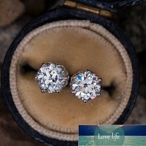 Orecchini a bottone in Moissanite colorata per donna Gioielli da sposa scintillanti in argento sterling 100% 925 di alta qualità