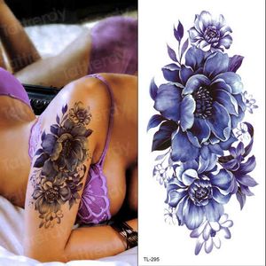 Färgglada Blomma Lady Tatueringar Vattentät Sexig Tatuering För Kvinnor Och Flickor Fasion Bady Art 3d Bild Trevligt Mönster