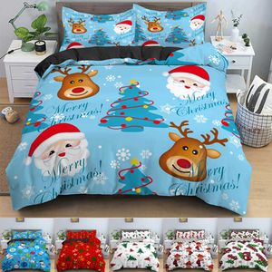 Luksusowa pościel 3D Duvet Cover Christmas Deer Kołdówka z zamkiem błyskawicznym Zamknięciem 2/3 sztuk Królowa Dwuosobowy Rozmiar Zestawy Dzieci