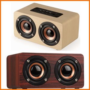 Drewniany Głośnik Bluetooth W5 Retro HiFi 3D Dual Głośniki BT Wireless Głośniki z ręcznymi Sound Box