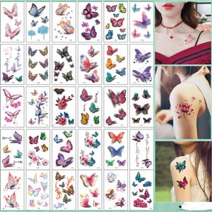 Tatuagem temporária agradável adesivos à prova d 'água braço clavícula corporal arte para mulher descartável borboleta tatuage temporário