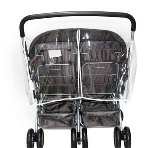 Wholesale twin fold resale online - Stroller Parts Accessories Universal Pushchair With Canopy Pram Foldable Rain Cover Wind Shield Twin Baby Waterproof PVC Transparent