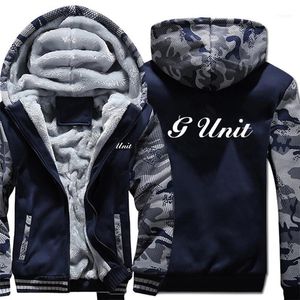 Cent Rap G Unit Felpe con cappuccio Pullover manica mimetica Giacca invernale Felpe Hip Hop Cappotto lungo1