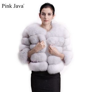 Rosa Java 1801 Real Fur Coat Kvinnor Vinter Tjock Fur Jacka Kort päls Partihandel Äkta Kortärmad 211110