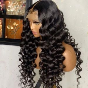 Loose Deep Wave Transparent Synthetic T Part wig Wet And Wavy Curly Lace Front Wigs Heat Resistant Fiber Headband Wigss Bleach Knots synthetics hair for women