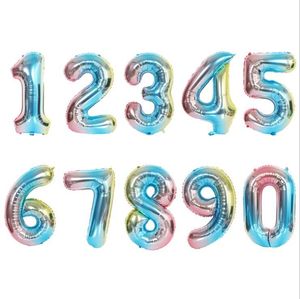 16 ou 32 polegadas número 0-9 balões decoração, sala de casamento, decoração de festa de aniversário, balão de filme de alumínio RH08418
