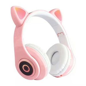 LED Cat Ear Buller Avbrytande hörlurar Bluetooth 5.0 Young People Kids Headset Support TF Card 3.5mm Plug med MIC 6 Colors OU4O