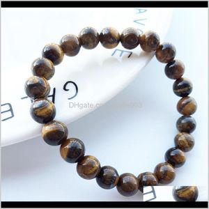 Beaded Strands Jewelry Drop Delivery 2021 Natural Tiger Eye Stone Beaded Bracelets 8Mm Yoga Balance Beads Buddha Prayer Elastic Bangles Lx03