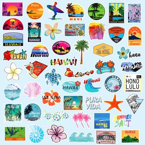 50pcs Adesivi Hawaii Non casuali per auto Bike Bagagli Adesivo Laptop Skateboard Motore Acqua Bottiglia Snowboard Decalcomanie per bambini Regali per bambini