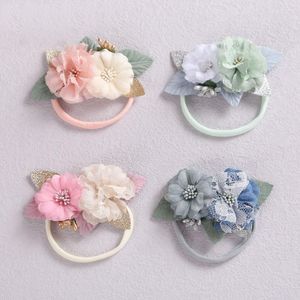 A961 Europe Baby Girls Floals Headband Kids Flowers Crown Photography Props Hårband Konstgjord blomma Nylon Hårbandstillbehör