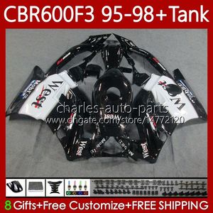 Corpo + Tanque para Honda CBR 600F3 600 F3 CC 600FS 97 97 95 96 Black West Bodywork 64No.36 CBR600 FS CBR600F3 CBR600FS 1997 1998 1995 1996 CBR600-F3 600cc 95-98 Fairings Kit