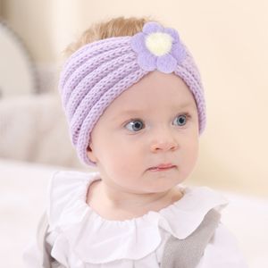 Bebê Headband Infantil Lã Lãs Crochet Hairband Para Meninas Flower Knit Winter Orelha Aquecedor Acessórios de Cabelo Solod Cor Solod Kha226