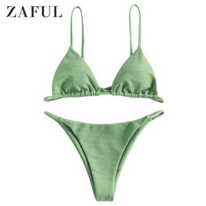 Textured Tie String Bikinis Zestaw Kobiet Stroje Kąpielowe Sexy Wyściełane Bandaż Biquini Panie Brazylijski Summer Beach Swimsuit Swimsuit Kobiet