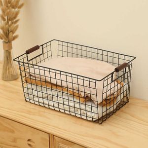 Nordic Japanese Simple Iron Art Storage Basket Kitchen Sundries Snacks Desktop Organizing With Han 210609