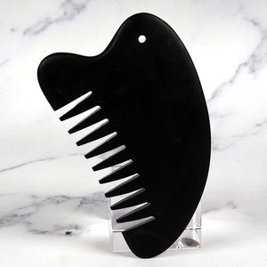 Natural Jade Comb Face Gua Sha Tool Chinese Traditional Bian Shi Stone Guasha Scraping Body Scraper Head Massager