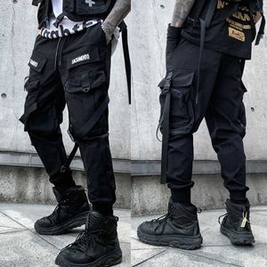 Männer Schwarz Jogger Hosen Sommer 2021 Herren Hip Hop Große Taschen Cargo Hosen Männlichen Frühjahr Streetwear Overalls Jogginghose Harem Hose y0927