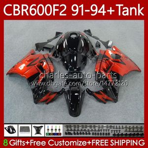 Bodys + Tank för Honda CBR600 CBR 600 F2 FS CC 600F2 91-94 Bodywork 63NO.39 Hot Orange 600FS 600CC CBR600F2 91 92 93 94 CBR600-F2 CBR600FS 1991 1992 1993 1994 Fairing Kit