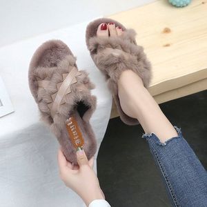 Autumn And Winter Indoor Plush Slippers Fashion Lovely Tassel Shallow Mouth Flat bottom Comfortable Massage