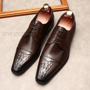 Men Dress Wedding Shoes Italy Design Formal Black Wine Red Luxury High Quality Genuine Leather Oxford Man Business Office Shoe