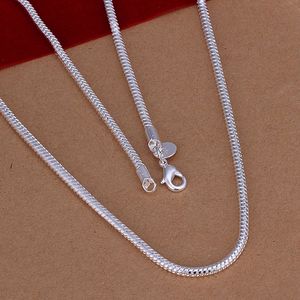 3MM Snake Chain Necklaces 925 Sterling Silver Plated Men Women Smooth Lobster Clasps Chains Fit Pendant Charm DIY Jewelry Accessories 16 18 20-24inches
