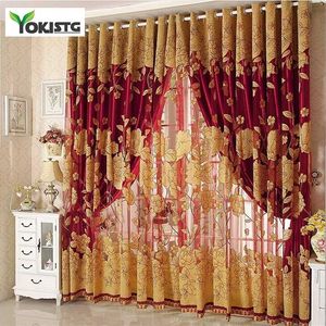 Yokistg Modern Luxo Bordado Sheer Cortina para sala de estar Quarto Porta de cozinha Tulle Cortina Dreapes Janela Tratamentos 211203