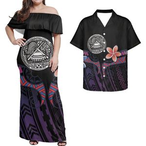 Casual Dresses Samoa Off Shoulder For Year 2022 Polynesian Tribal Print Woman Plus Size Women Clothing Couple Suits