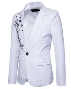 Mäns kostymer blazers vit broderad blazer jacka män kostym mans brudgum tuxedos för formellt bröllop innehåller bara en anpassningsbar