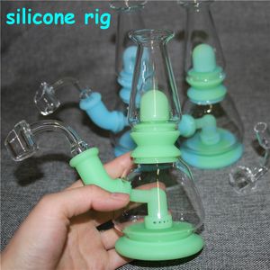 Hookahs Glass Bongs Silicon Glow in the Dark Bong Silicone DAB Rig Rook Water Pipe Factory Outlet te koop