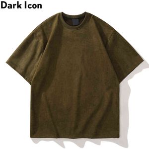 T Shirts Prensados al por mayor-Presione letras Simple Style Suede Camiseta de manga corta Street Moda Tshirts Black Green
