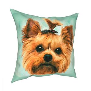 Cushion/Decorative Pillow Yorkshire Terrier Throw Cover Polyester Yorkie Dog Lover Custom Pillowcase