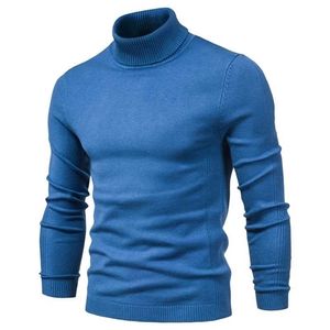 New Winter Turtleneck Thick Mens Sweaters Casual Turtle Neck Solid Color Quality Warm Slim Turtleneck Sweaters Pullover Men 210930