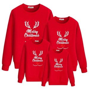 Family Christmas Sweaters Father Mother Daughter Son Matching Outfits Look New Year Kids Hoodies Clothing Mommy And Me Clothes H1014