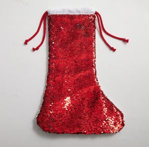 Sublimationsrohlinge Weihnachtsstrümpfe Geschenktüte Dekoration Weihnachtsbaum Anhänger Ornament Glitzernde Socken Pailletten Süßigkeiten Sockentaschen SN2903