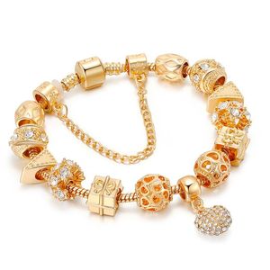 Wholesale beads lighting resale online - style Light Gold Alloy Zircon Peach Heart Pendant Sliding Beaded Bracelet Beaded Strands