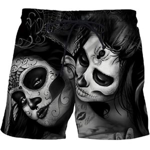 Men's Shorts Pants 3D Horror Skull Print Five-point Casual Sports Surfing Outdoor Travel Loose 2021 Summer Beach
