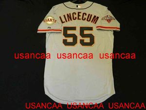 Cucito TIM LINCECUM COOL BASE JERSEY 2012 World Series PATCH Throwback Maglie Uomo Donna Youth Baseball XS-5XL 6XL