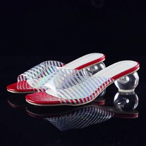 Kapcie Letnie Designer Kobiety Mules Buty Moda Stripe Otwórz Toe Slajdy Panie Brand Round Heel Kobiet Slippers456