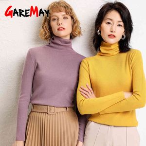 White Women's Knitted Sweaters Warm Winter Long Sleeve Knitting Pullover Female Basic Womens Turtleneck Sweater Femm 210428