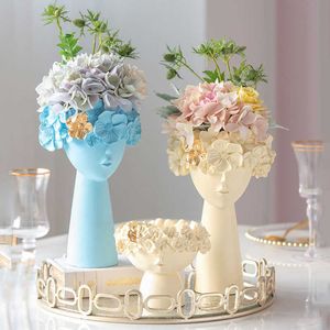 Home Dekore Harz Vase Room Decoration Skulptur Statue Blume Topf Makeup Pinsel Stift Halter Desktop Handwerk Ornamente