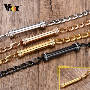 Vnox Stainless Steel Round Bar Urn Bracelets for Women MenBling CZ Stone Cylinder Charm Cremation Jewelry Length Adjustable