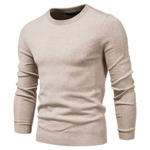 4xl Mężczyźni Jesień Casual Solidna Gruba Wełna Bawełniana Sweter Pulowers Mężczyźni Outfit Moda Slim Fit O-Neck Sweter Sweter Mężczyźni 211006