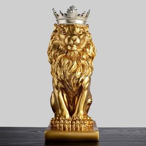 Decorative Objects & Figurines GOLD WHITE/BLACK CROWN LION SCULPTURE HOME DECORATION NORDIC DECORATIONS MODERN LIVING ROOM WINE CABINET OFFI