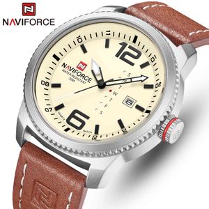 Luksusowa marka Naviforce Mężczyźni Sport Zegarki męskie Zegarek Kwarcowy Mężczyzna Army Wojskowy Skórzany Wrist Watch Relogio Masculino 210517