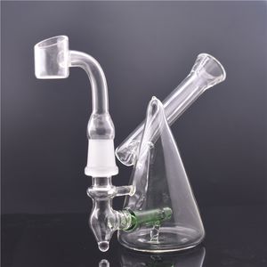 Mini Triangle Glass Bong with 14mm male glass oil burner pipe Thick Pyrex Beaker Bongs Recycler Dab Rigs with banger nail 1pcs